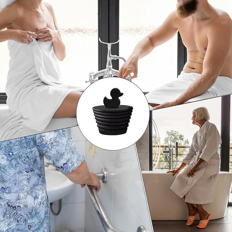 Universal Black Silicone Bathtub Plug Leak Proof Durable Suction Base Fits Standard Drains - Image 5